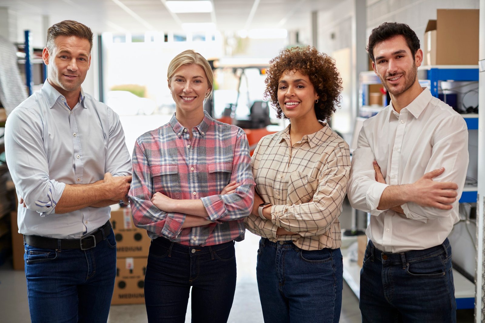 Portrait Of Management Team In Logistics Distribution Warehouse