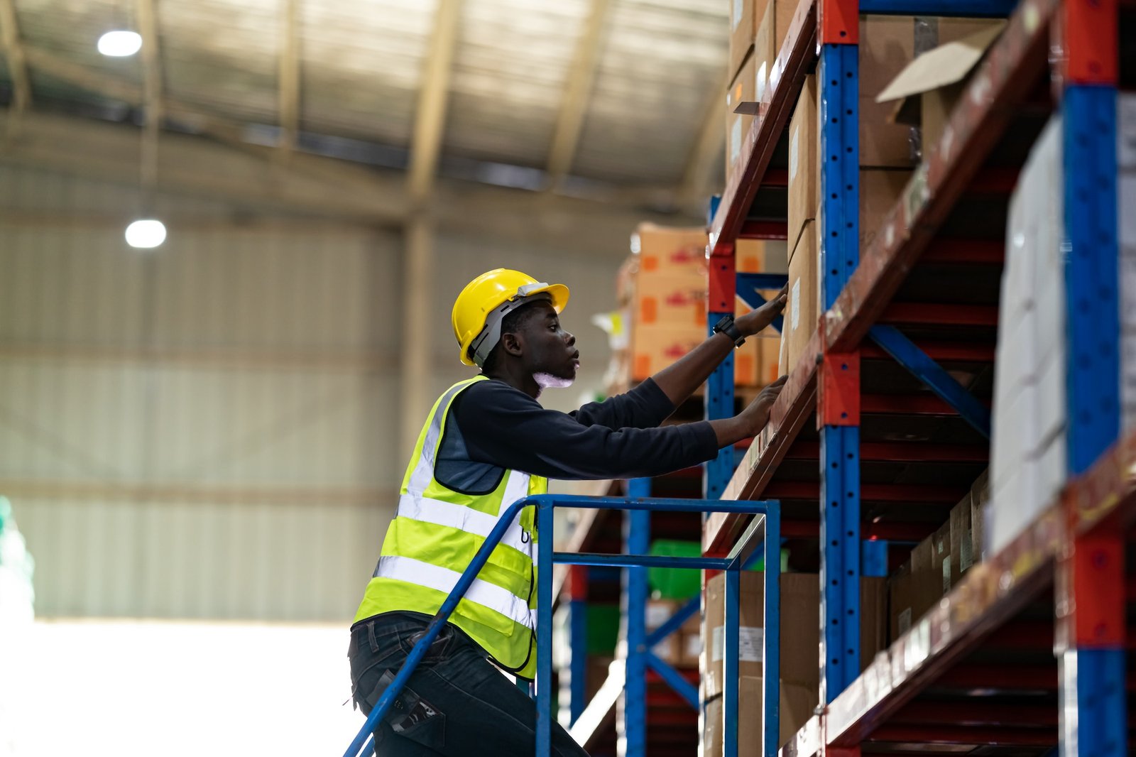 Warehouse workers checking the inventory.